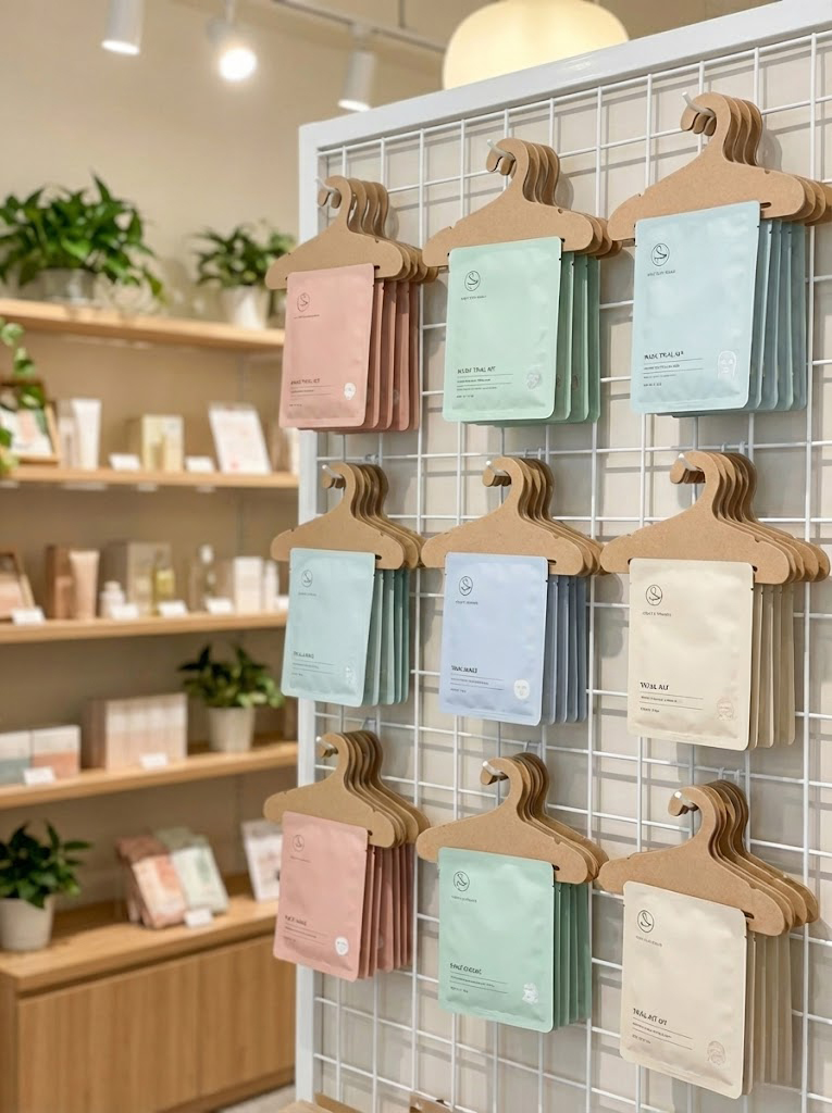 Protective beauty and cosmetics packaging materials on display<br />
